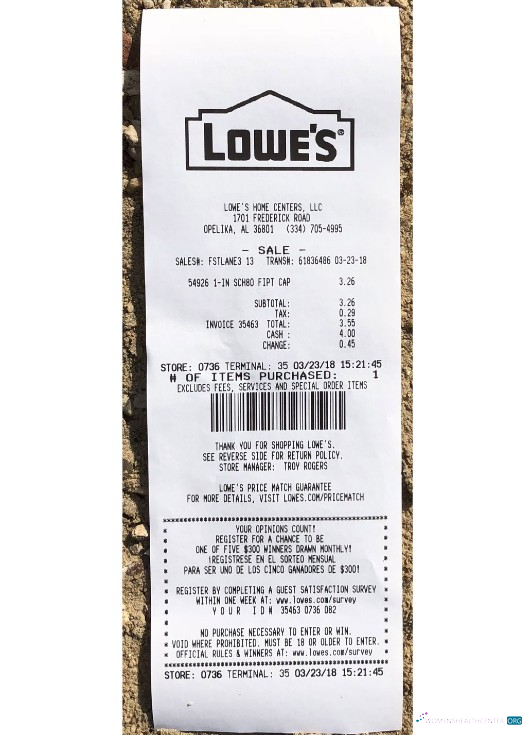 Download USA Lowe's payment receipt Photoshop template